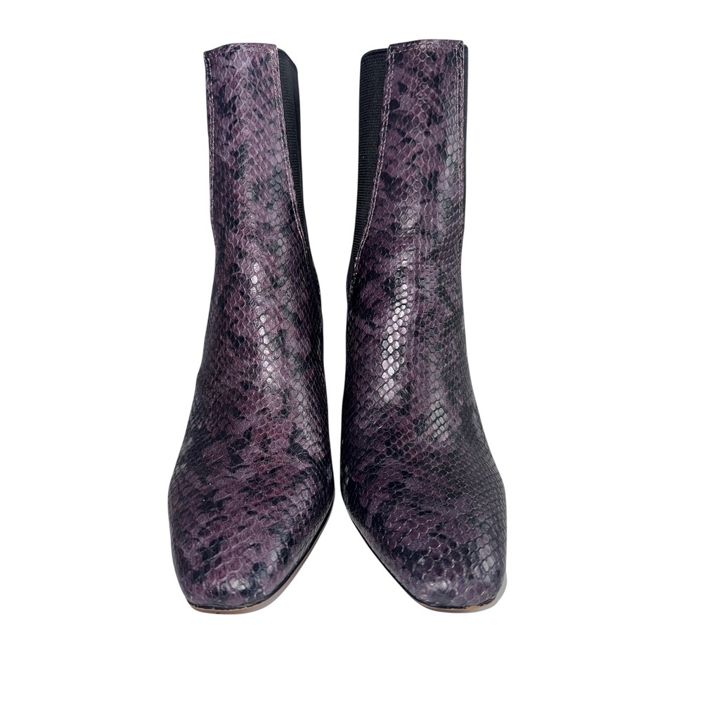 Vince Camuto Seeana Booties Women 9 Purple Snakeskin Leather Block Heel EUC - Picture 5 of 10